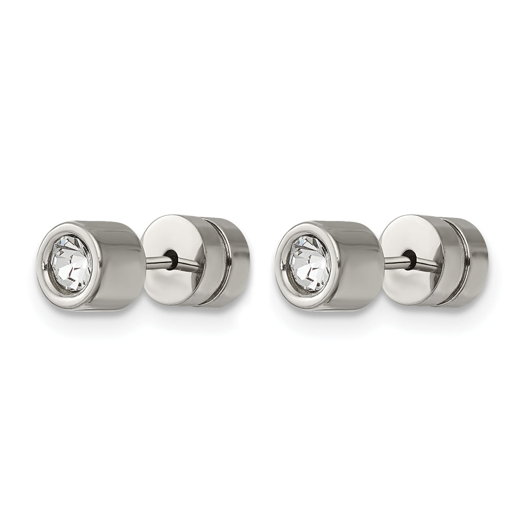 Stainless Steel Polished Cubic Zirconia Stud Earrings