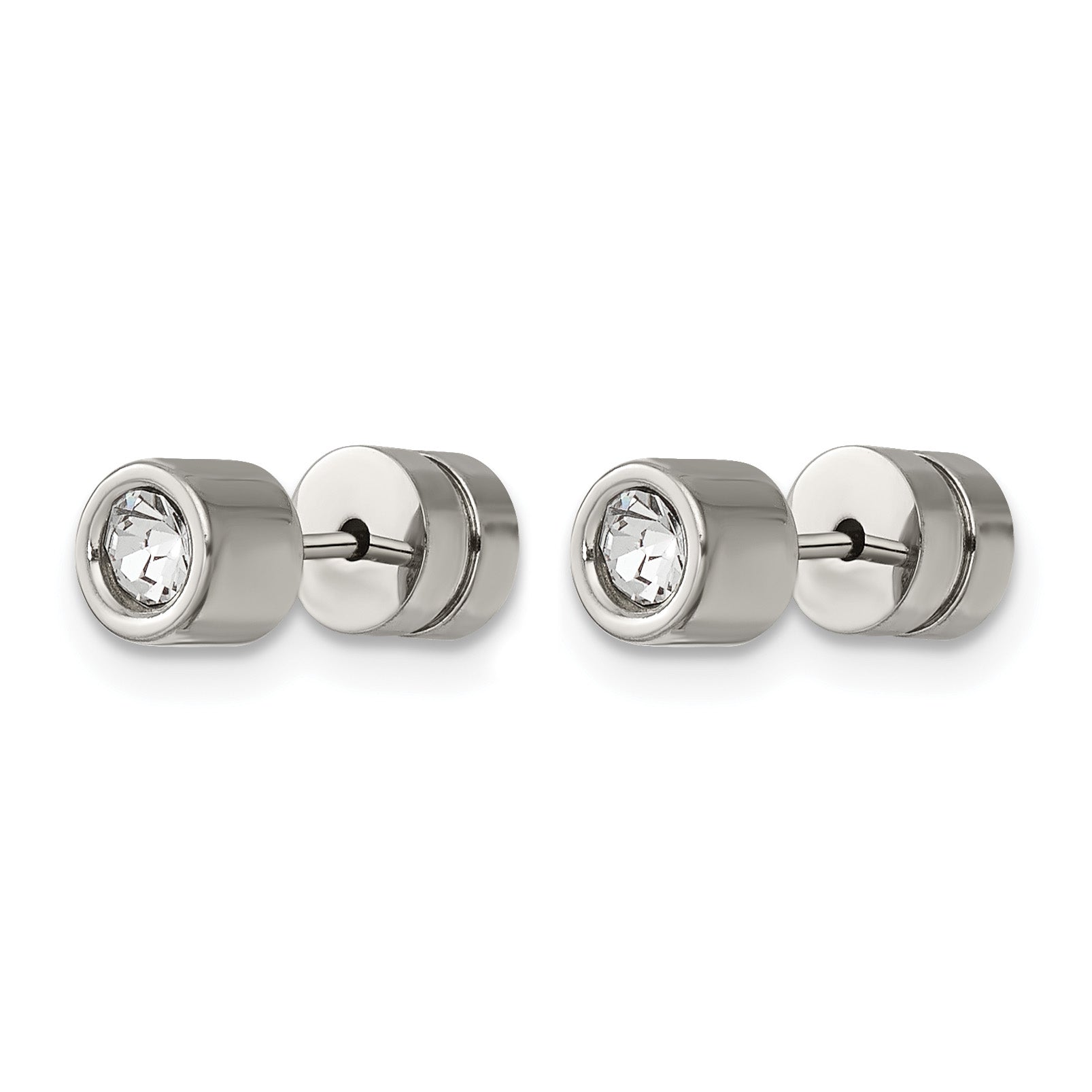 Stainless Steel Polished Cubic Zirconia Stud Earrings