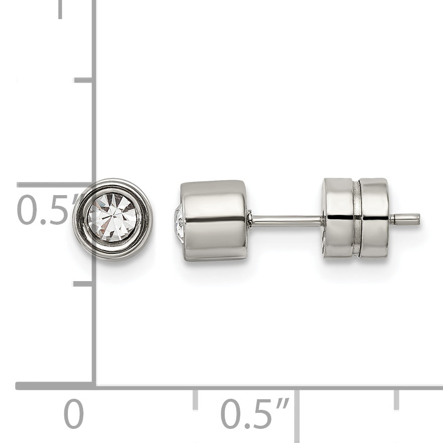 Stainless Steel Polished Cubic Zirconia Stud Earrings