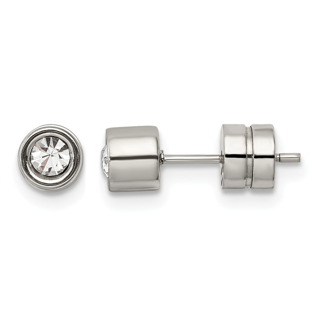 Stainless Steel Polished Cubic Zirconia Stud Earrings