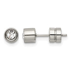 Stainless Steel Polished Cubic Zirconia Stud Earrings