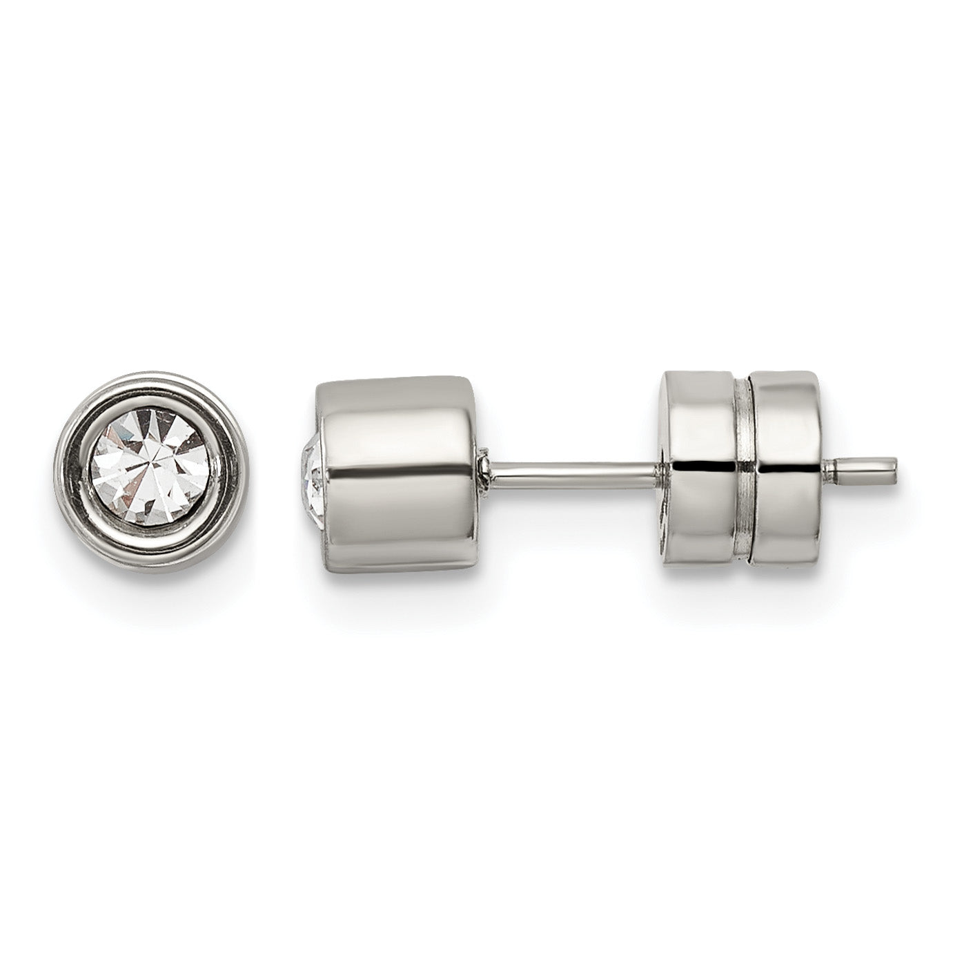 Stainless Steel Polished Cubic Zirconia Stud Earrings