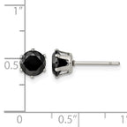 Stainless Steel Polished Round Black Cubic Zirconia Stud Earrings