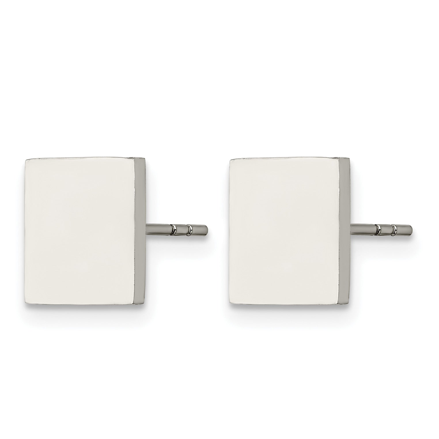 Stainless Steel Polished Square Button Earrings Secondary image