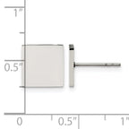 Stainless Steel Polished Square Button Earrings