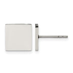 Stainless Steel Polished Square Button Earrings