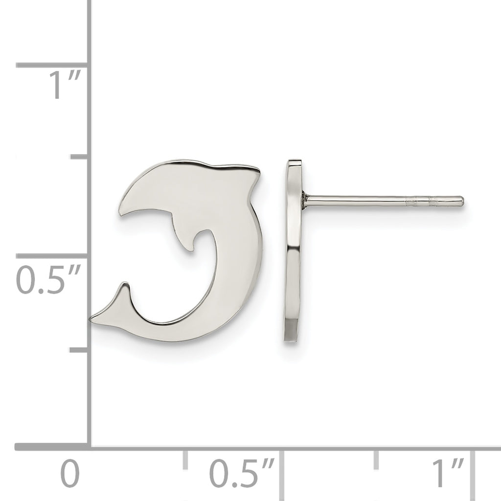 Stainless Steel Polished Button Earrings for Women