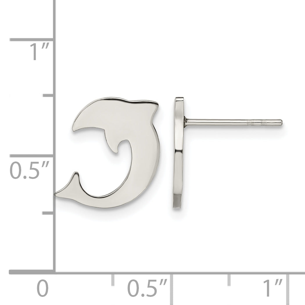 Stainless Steel Polished Button Earrings for Women