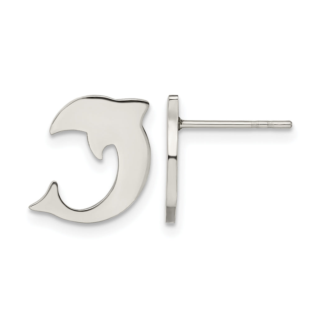 Stainless Steel Polished Button Earrings for Women
