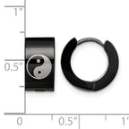 Stainless Steel Black Hinged Huggie Hoop Earrings