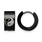 Stainless Steel Black Hinged Huggie Hoop Earrings