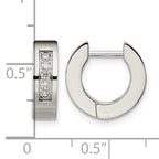 Stainless Steel Polished Hinged Cubic Zirconia Huggie Hoop Earrings