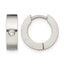 Stainless Steel Brushed Hinged Cubic Zirconia Huggie Hoop Earrings