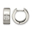 Stainless Steel Polished & Brushed Hinged Cubic Zirconia Huggie Hoop Earrings