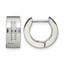 Stainless Steel Polished & Brushed Hinged Cross Cubic Zirconia Huggie Hoop Earrings