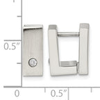 Stainless Steel Polished & Brushed Square Hinged Cubic Zirconia Huggie Hoop Earrings