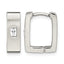 Stainless Steel Polished & Brushed Square Hinged Cubic Zirconia Huggie Hoop Earrings