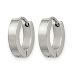 Stainless Steel Polished & Brushed Hinged Huggie Hoop Earrings