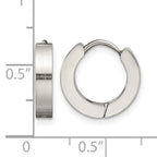 Stainless Steel Polished & Brushed Hinged Huggie Hoop Earrings