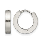 Stainless Steel Polished & Brushed Hinged Huggie Hoop Earrings
