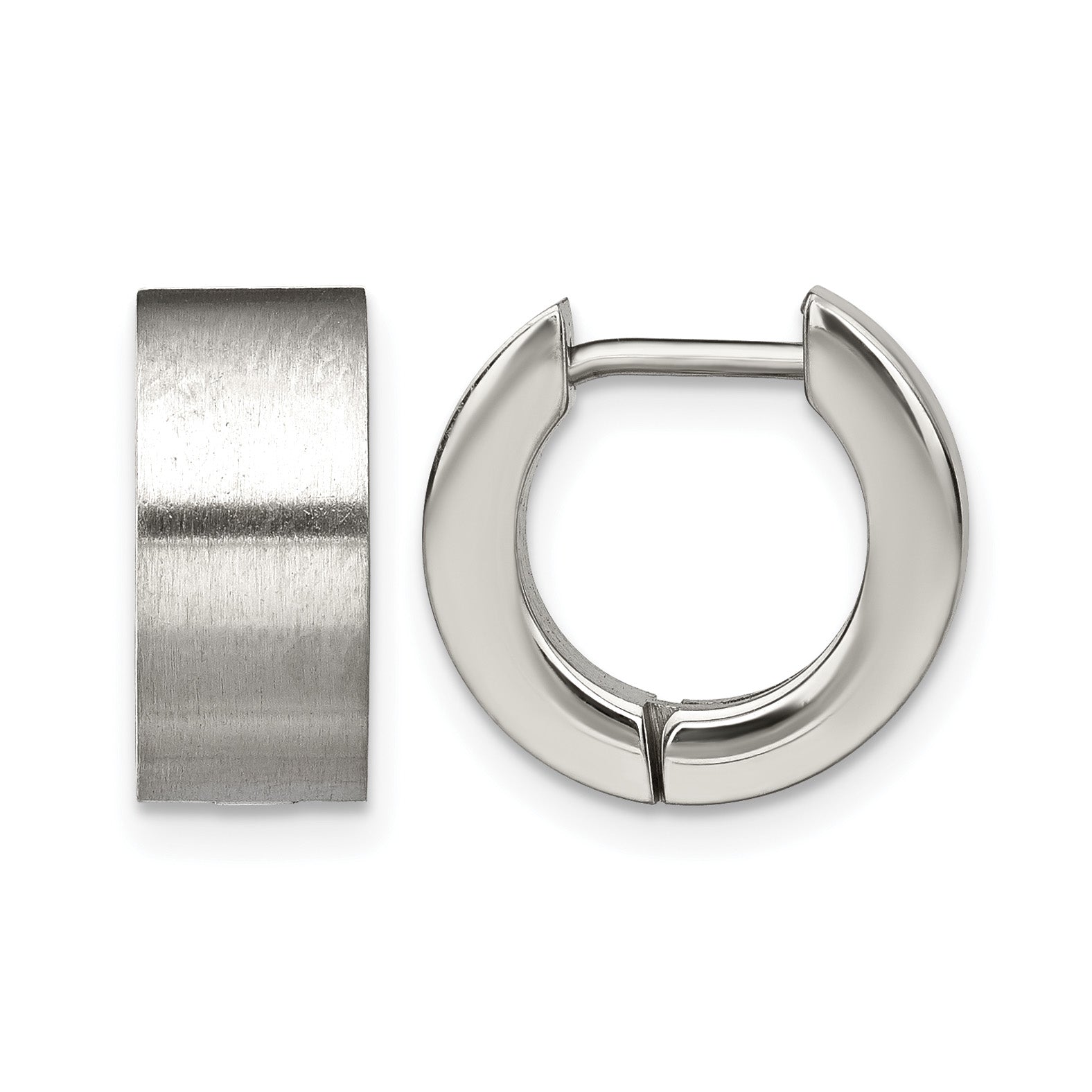 Stainless Steel Brushed Round Hinged Huggie Hoop Earrings Main image