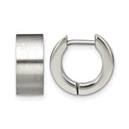 Stainless Steel Brushed Round Hinged Huggie Hoop Earrings