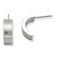 Stainless Steel Polished & Brushed Blue Cubic Zirconia J-Hoop Earrings for Women