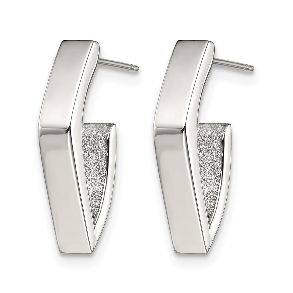 Stainless Steel Polished J-Hoop Earrings for Women