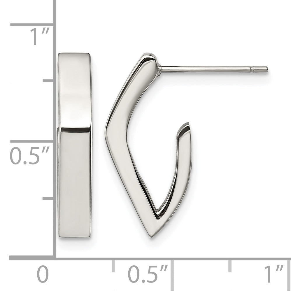 Stainless Steel Polished J-Hoop Earrings for Women