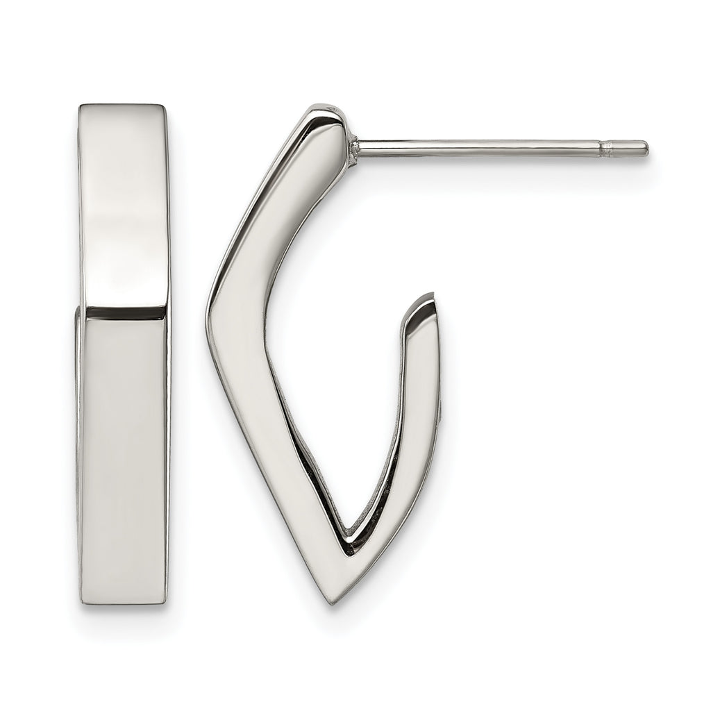 Stainless Steel Polished J-Hoop Earrings for Women