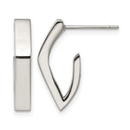 Stainless Steel Polished J-Hoop Earrings for Women