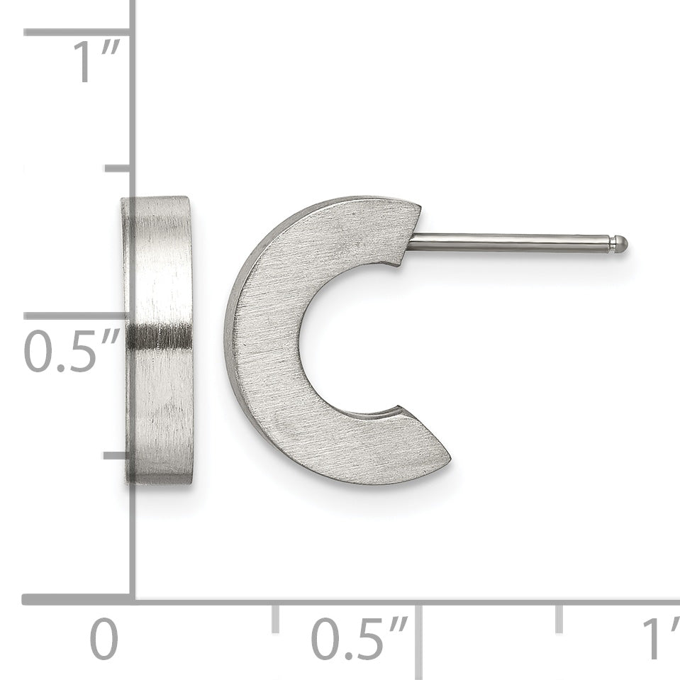 Stainless Steel Brushed C-Hoop Earrings for Women