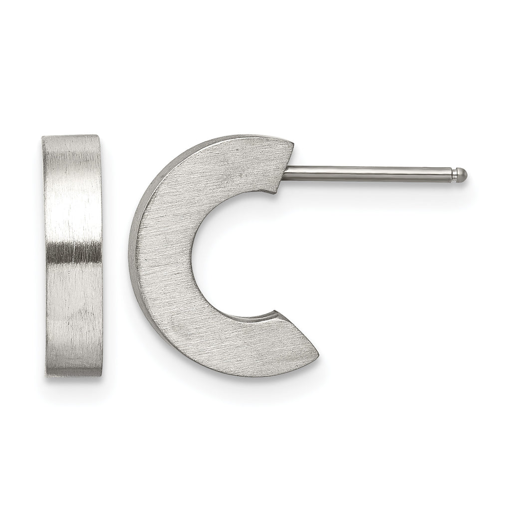 Stainless Steel Brushed C-Hoop Earrings for Women
