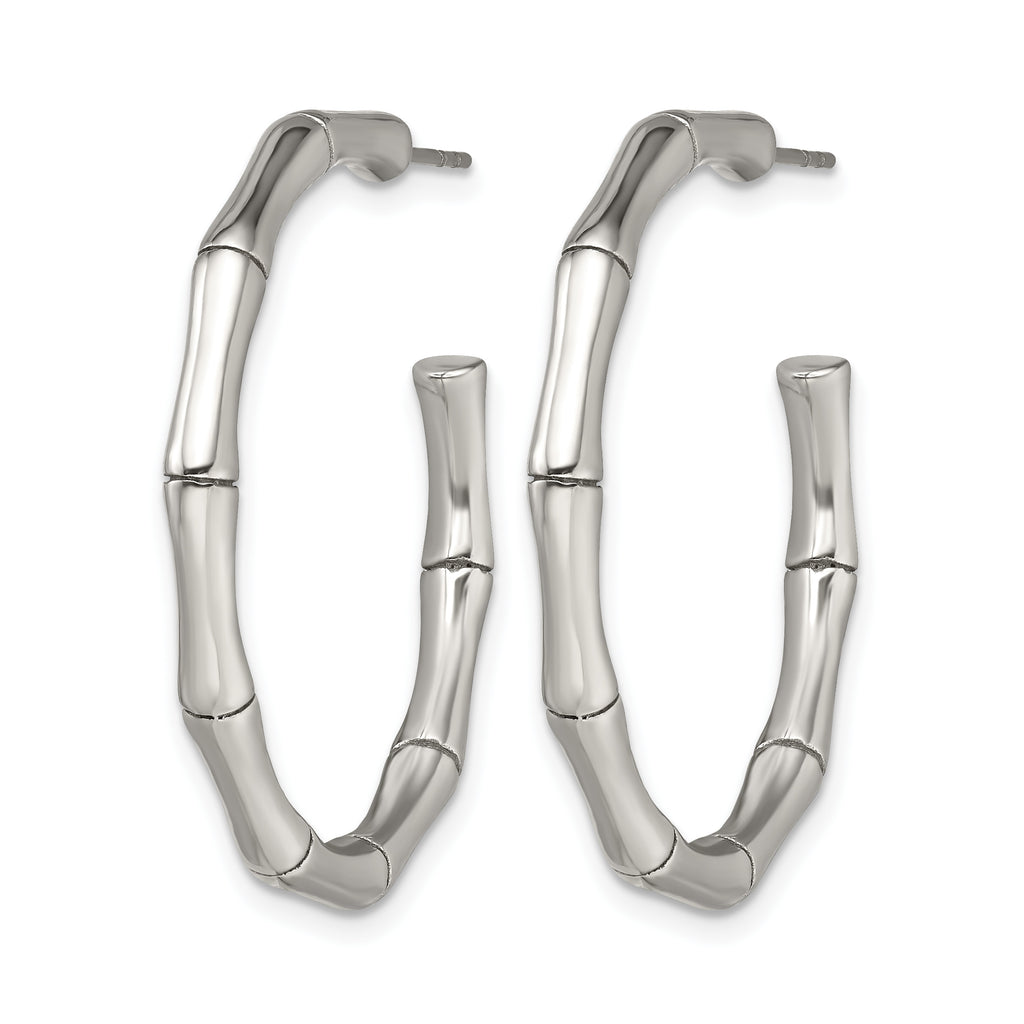 Stainless Steel Polished C-Hoop Earrings for Women