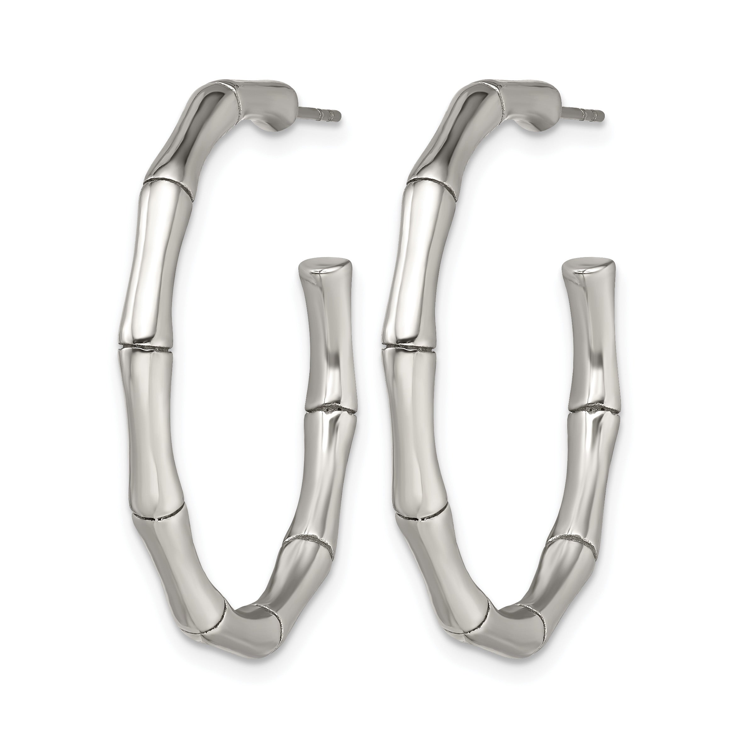 Stainless Steel Polished C-Hoop Earrings for Women