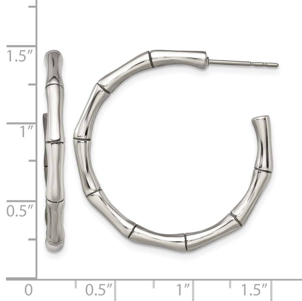 Stainless Steel Polished C-Hoop Earrings for Women