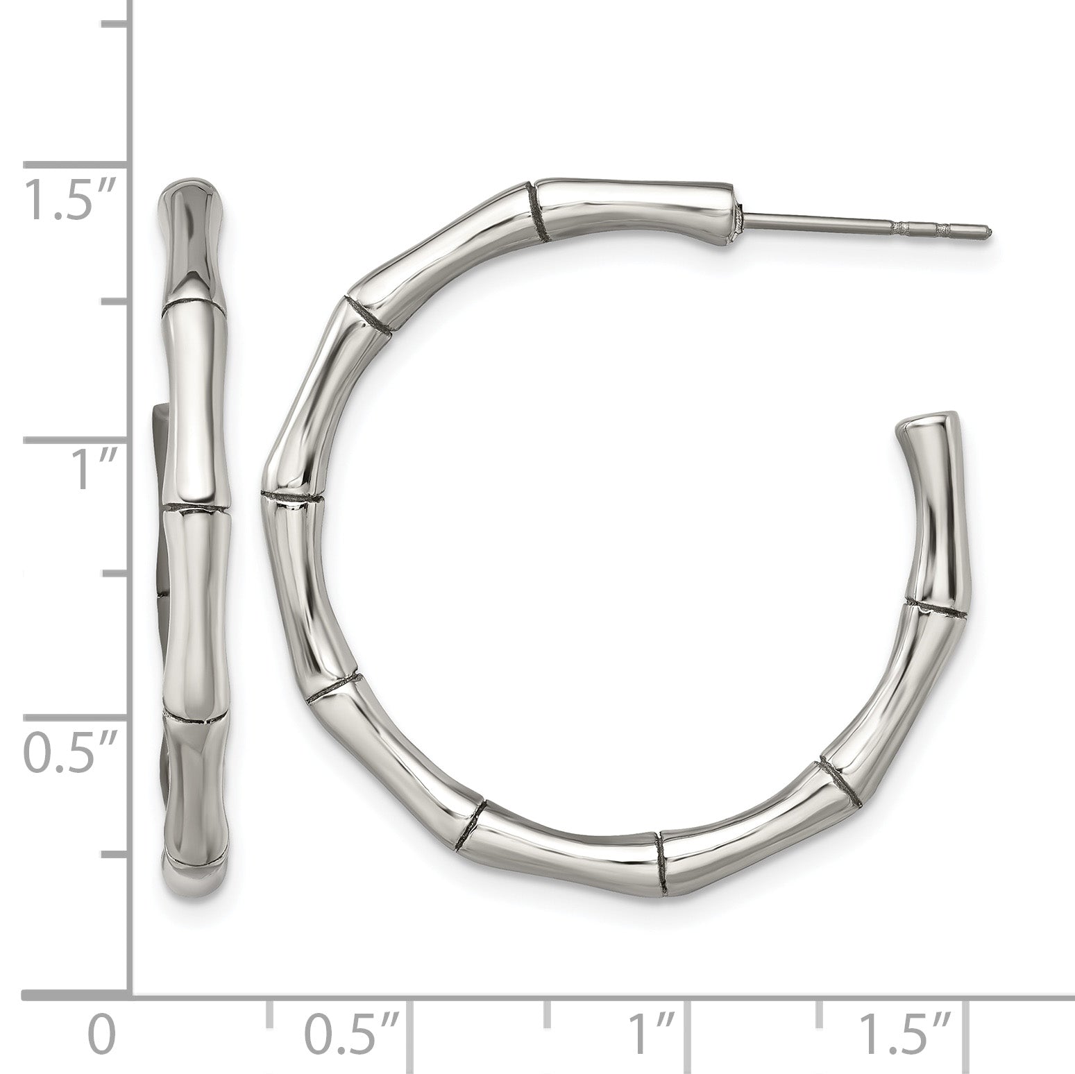 Stainless Steel Polished C-Hoop Earrings for Women