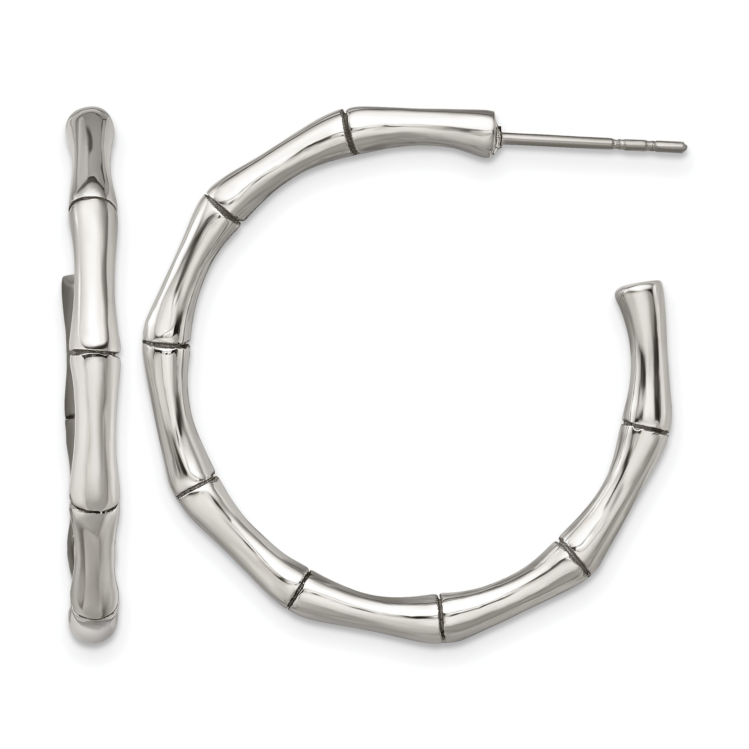 Stainless Steel Polished C-Hoop Earrings for Women Main image