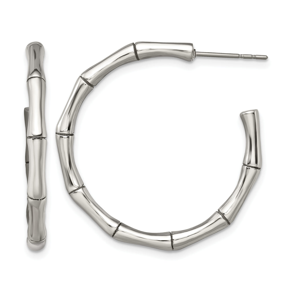 Stainless Steel Polished C-Hoop Earrings for Women