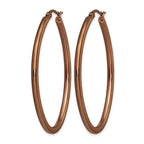 Stainless Steel Brown Polished Oval Hoop Earrings for Women