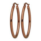 Stainless Steel Brown Polished Oval Hoop Earrings for Women