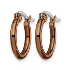 Stainless Steel Brown Polished Hoop Earrings for Women