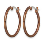 Stainless Steel Brown Polished Hoop Earrings for Women
