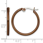 Stainless Steel Brown Polished Hoop Earrings for Women