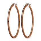Stainless Steel Brown Polished Hoop Earrings for Women