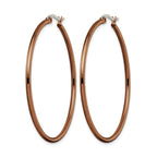 Stainless Steel Brown Polished Hoop Earrings for Women