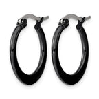 Stainless Steel Black Polished Hoop Earrings for Women