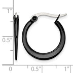 Stainless Steel Black Polished Hoop Earrings for Women