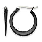 Stainless Steel Black Polished Hoop Earrings for Women