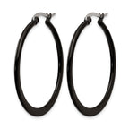 Stainless Steel Black Polished Hoop Earrings for Women